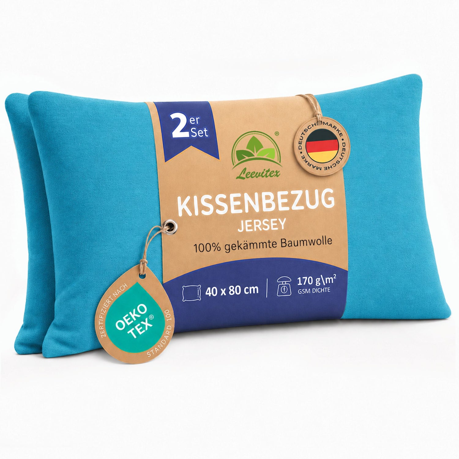 Kissenbezüge 2er Set 40x80 cm - 100% Baumwolle, stilvoll und gemütlich