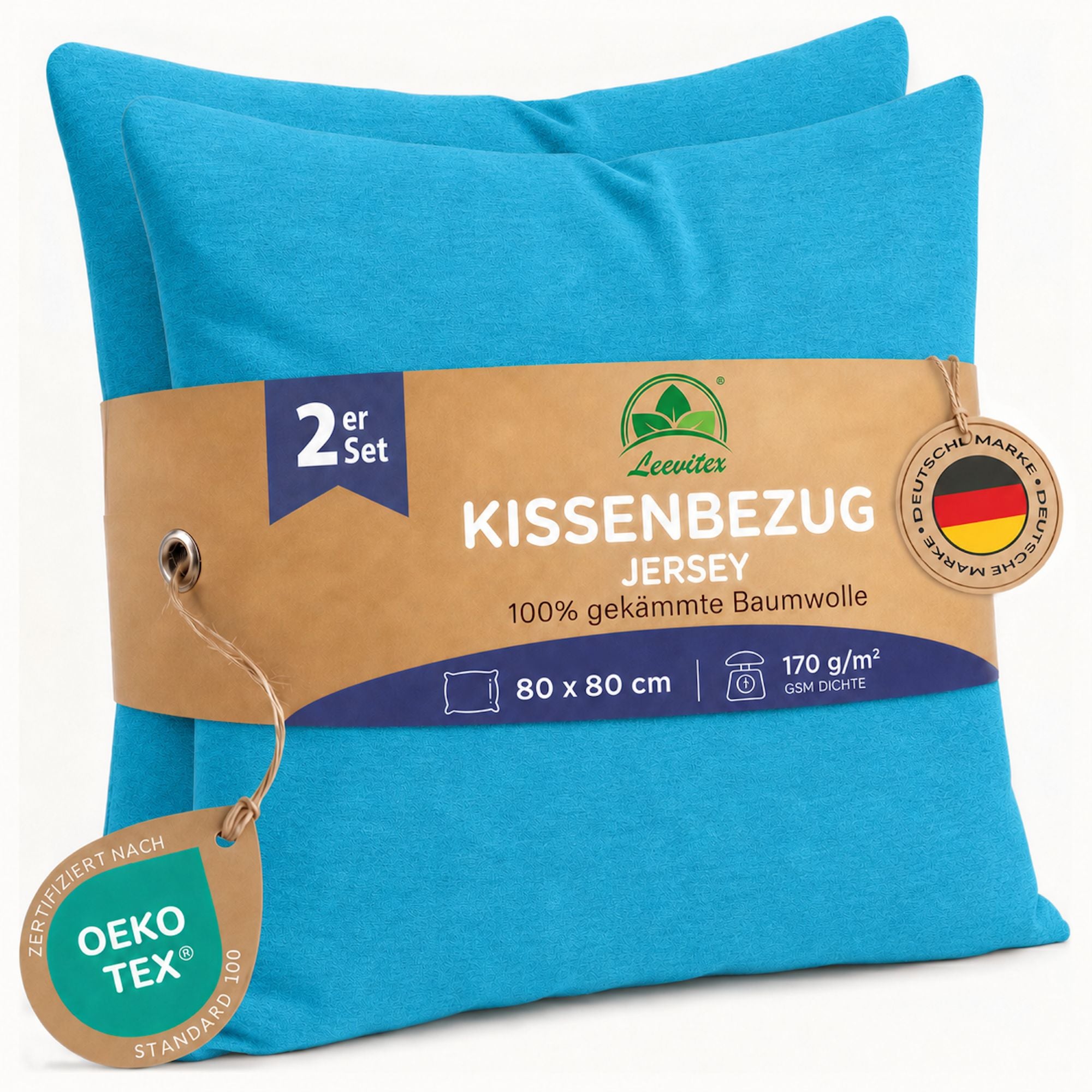 Kissenbezüge 2er Set 80x80 cm - 100% Baumwolle, stilvoll und gemütlich