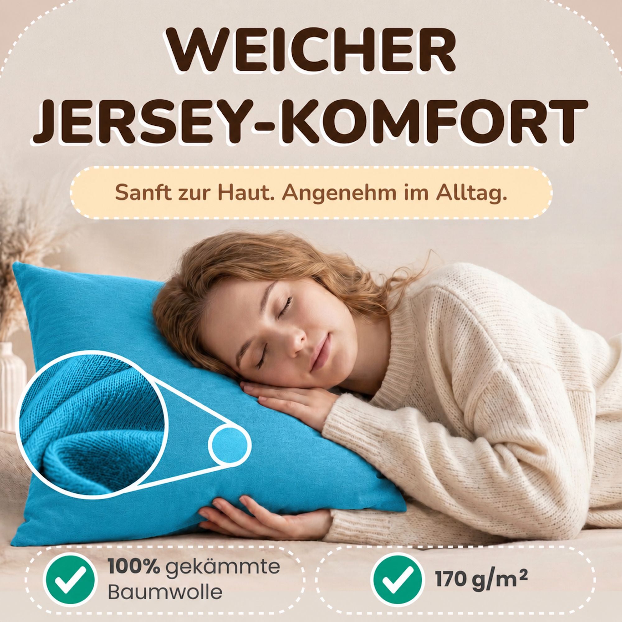 Kissenbezüge 2er Set 80x80 cm - 100% Baumwolle, stilvoll und gemütlich