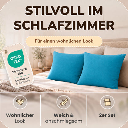 Kissenbezüge 2er Set 80x80 cm - 100% Baumwolle, stilvoll und gemütlich