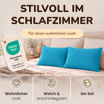 Kissenbezüge 2er Set 40x80 cm - 100% Baumwolle, stilvoll und gemütlich