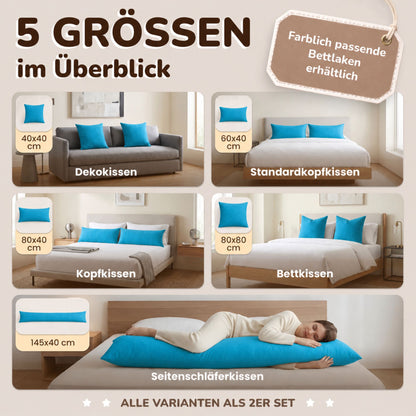 Kissenbezüge 2er Set 40x145 cm - 100% Baumwolle, stilvoll und gemütlich
