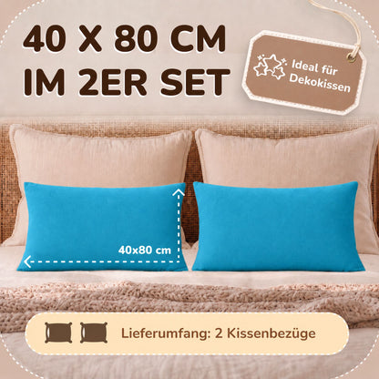 Kissenbezüge 2er Set 40x80 cm - 100% Baumwolle, stilvoll und gemütlich