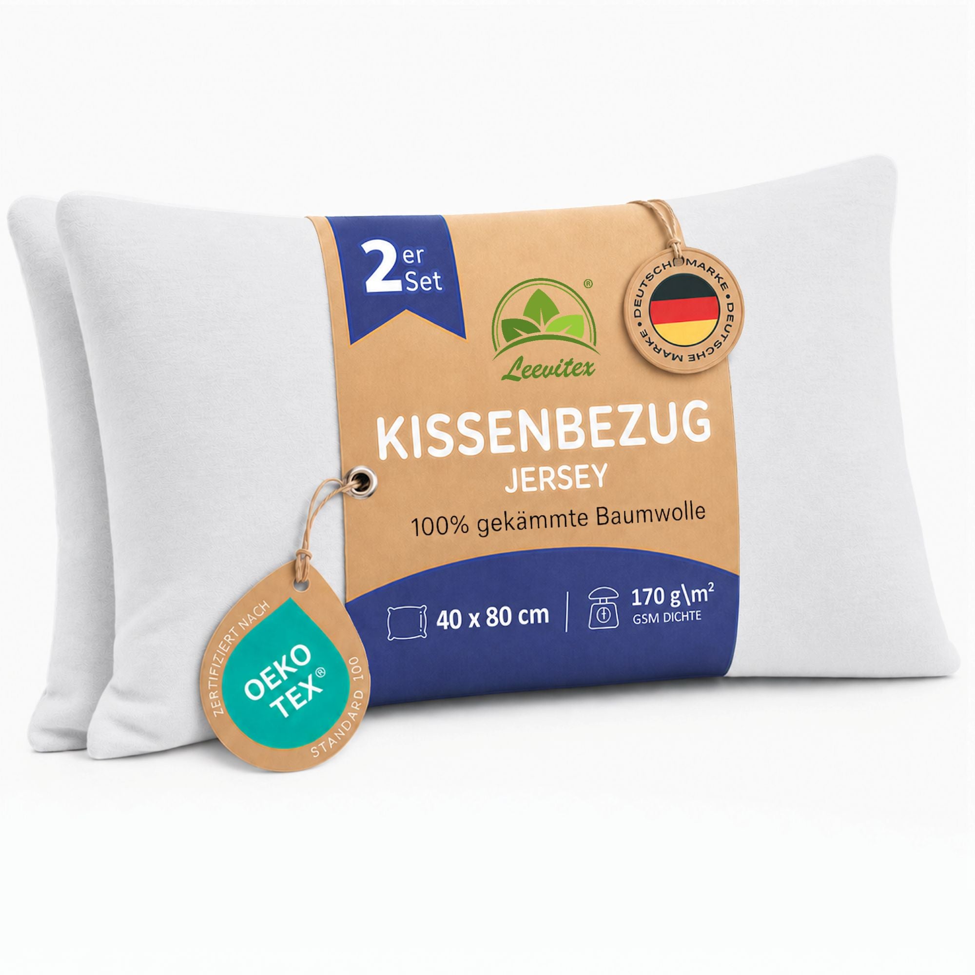 Kissenbezüge 2er Set 40x80 cm - 100% Baumwolle, stilvoll und gemütlich