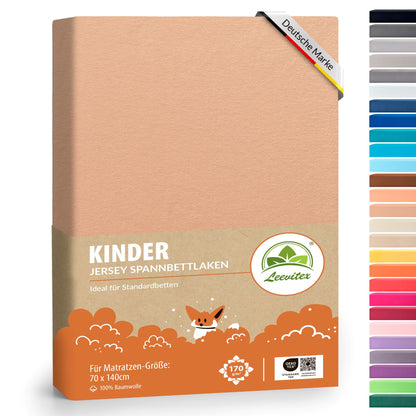 Kinder Spannbettlaken 70 x 140 cm von Leevitex im 1er Pack – 100% Jersey-Baumwolle,