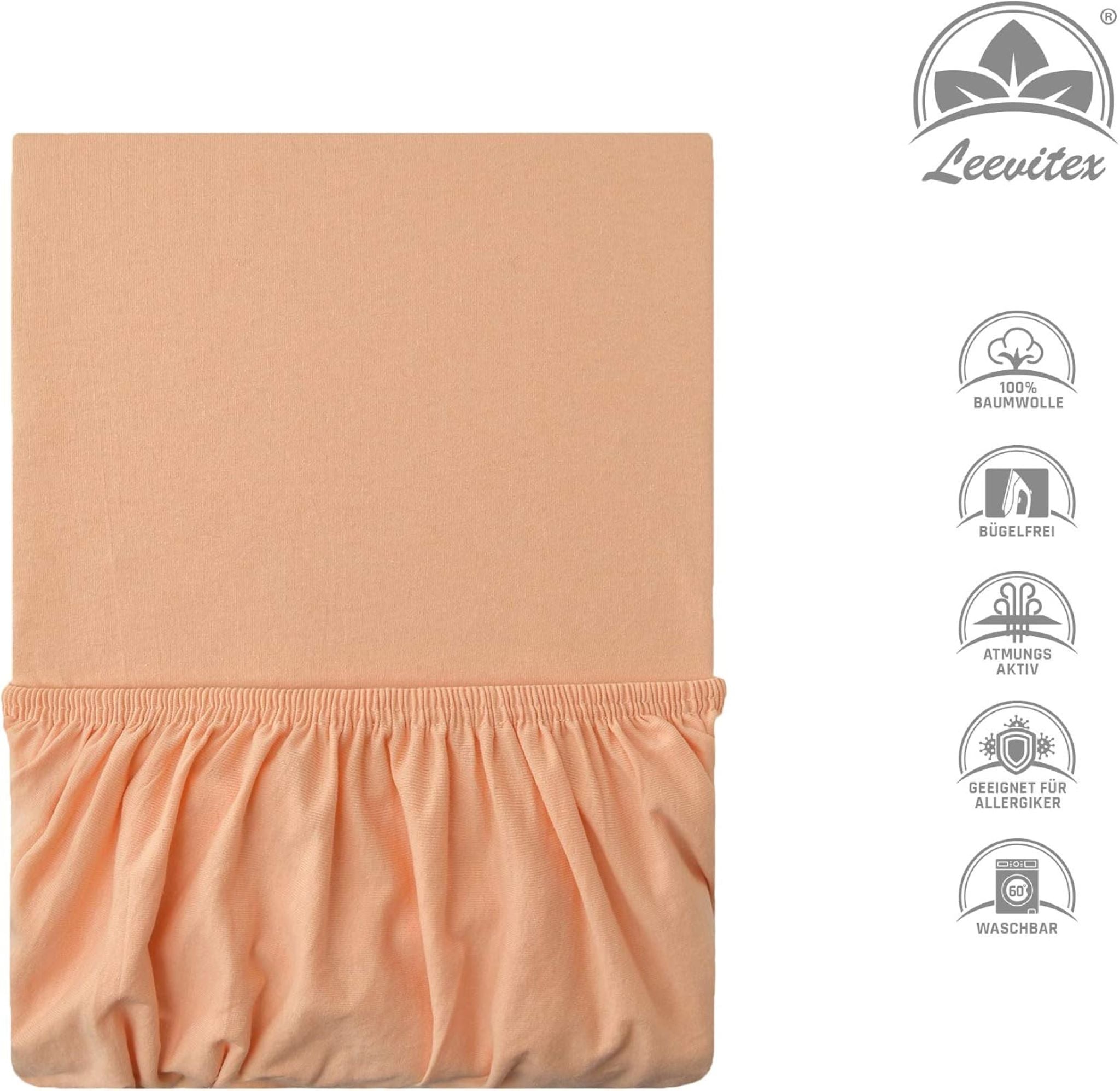Kinder Spannbettlaken 70 x 140 cm von Leevitex im 1er Pack – 100% Jersey-Baumwolle,