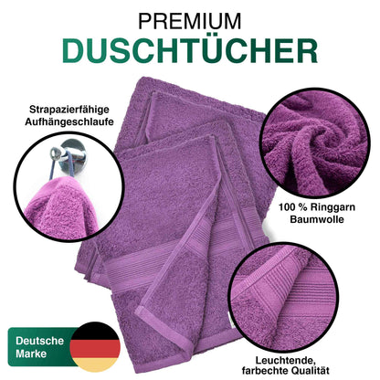 Duschtücher im 2er Set – 100% Baumwolle, 70 x 140 cm, weich und saugfähig
