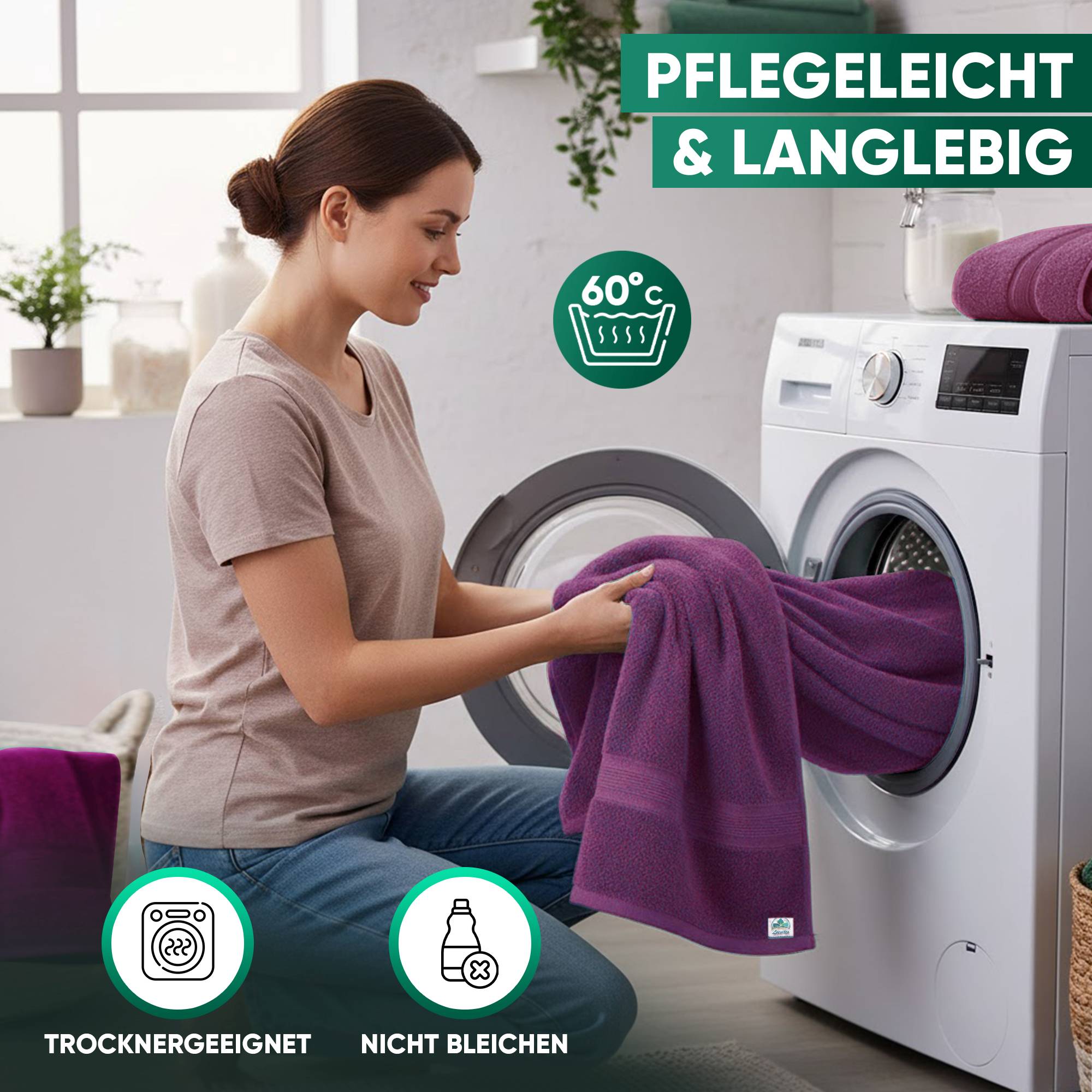 Duschtücher im 2er Set – 100% Baumwolle, 70 x 140 cm, weich und saugfähig