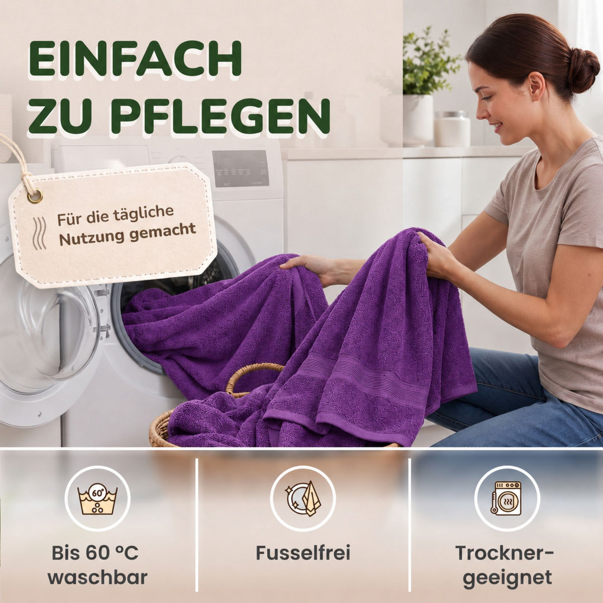 Duschtücher im 2er Set – 100% Baumwolle, 70 x 140 cm, weich und saugfähig
