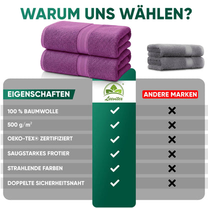 Duschtücher im 2er Set – 100% Baumwolle, 70 x 140 cm, weich und saugfähig