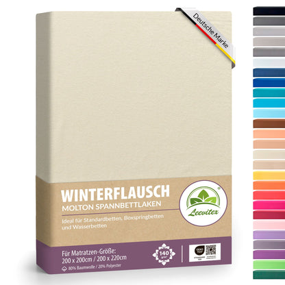 Winter-Spannbettlaken Naturweiß 200x200 cm in Verpackung von Leevitex