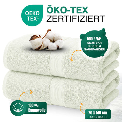 Duschtücher im 2er Set – 100% Baumwolle, 70 x 140 cm, weich und saugfähig