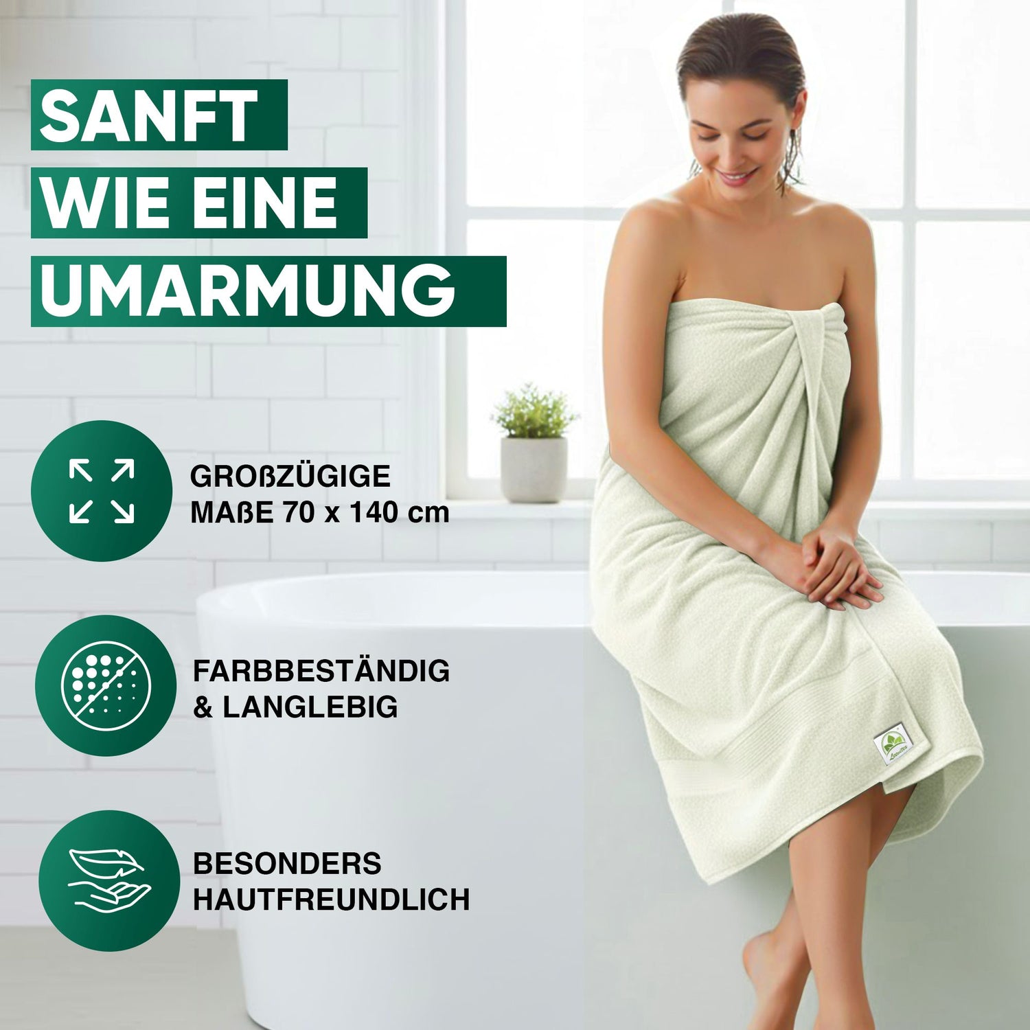 Duschtücher im 2er Set – 100% Baumwolle, 70 x 140 cm, weich und saugfähig