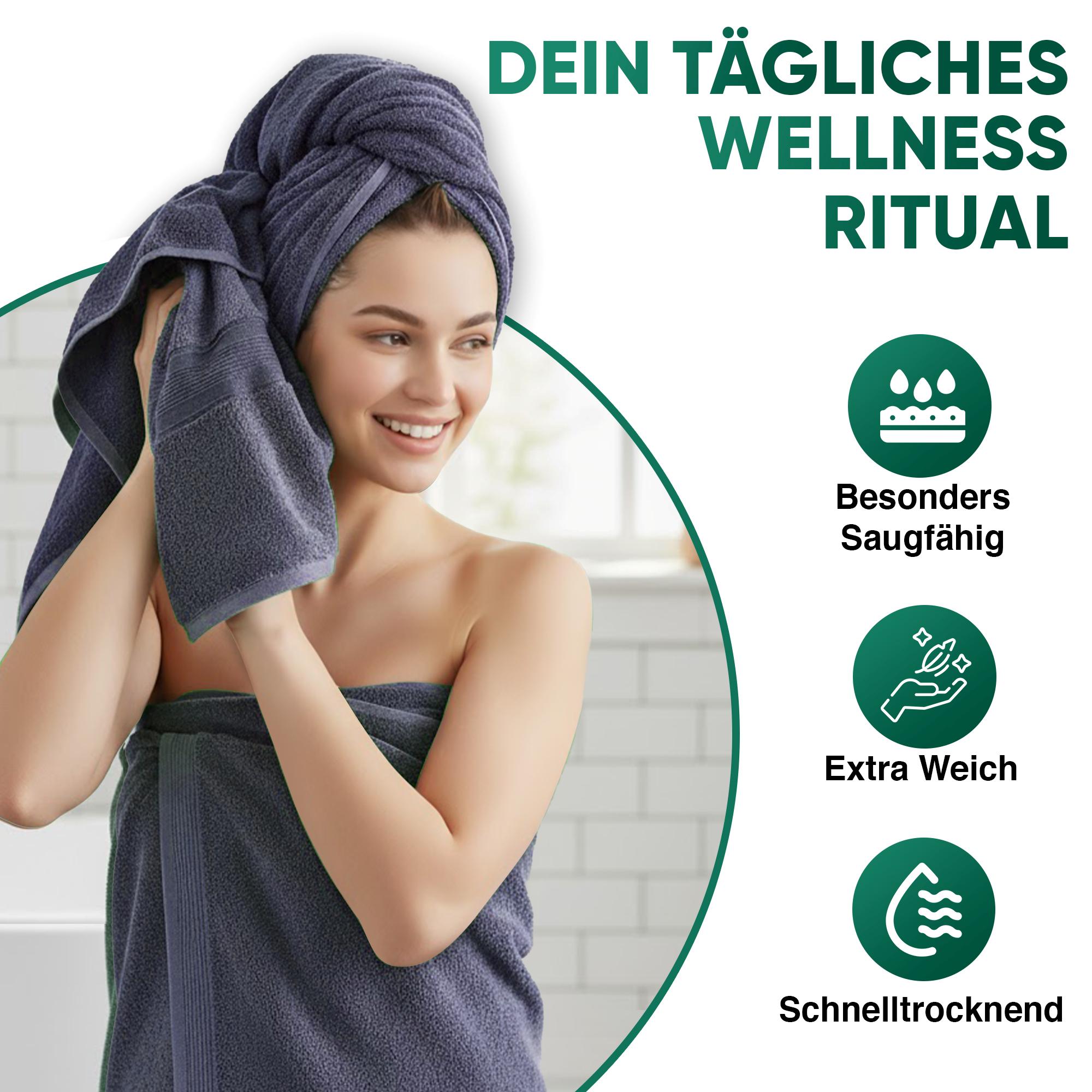 Duschtücher im 2er Set – 100% Baumwolle, 70 x 140 cm, weich und saugfähig