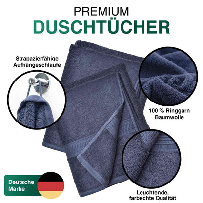 Duschtücher im 2er Set – 100% Baumwolle, 70 x 140 cm, weich und saugfähig