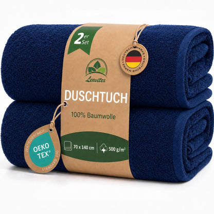 Duschtücher im 2er Set – 100% Baumwolle, 70 x 140 cm, weich und saugfähig
