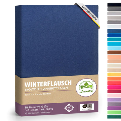 Winterspannbettlaken für 140x200 bis 160x200 cm | 40 cm Steg | 80% Baumwolle 20% Polyester