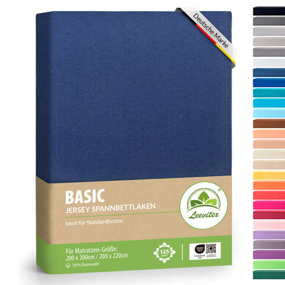 Basic Spannbettlaken 200x220 cm | 25 cm Steg | 100% Jersey-Baumwolle