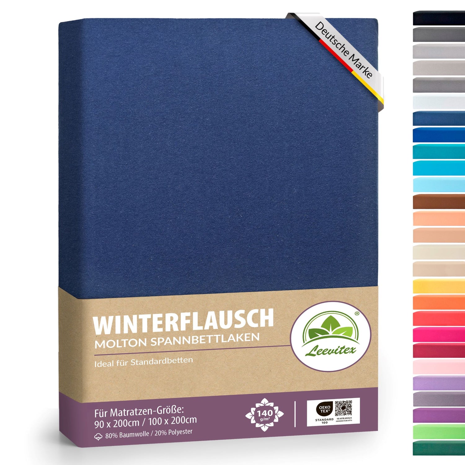 Winterspannbettlaken für 90x200 bis 100x200 cm | 40 cm Steg | 80% Baumwolle 20% Polyester