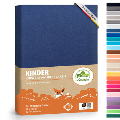 Kinder Spannbettlaken 70 x 140 cm von Leevitex im 1er Pack – 100% Jersey-Baumwolle,