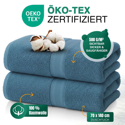 Duschtücher im 2er Set – 100% Baumwolle, 70 x 140 cm, weich und saugfähig