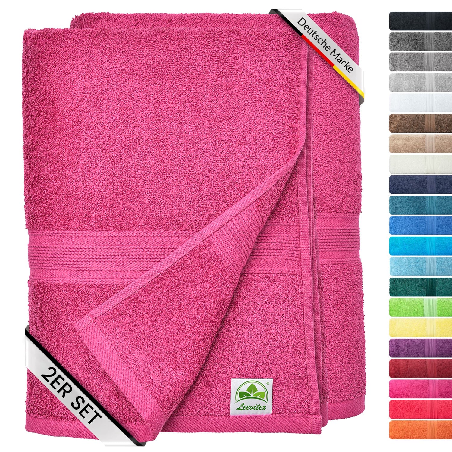 Duschtücher im 2er Set – 100% Baumwolle, 70 x 140 cm, weich und saugfähig