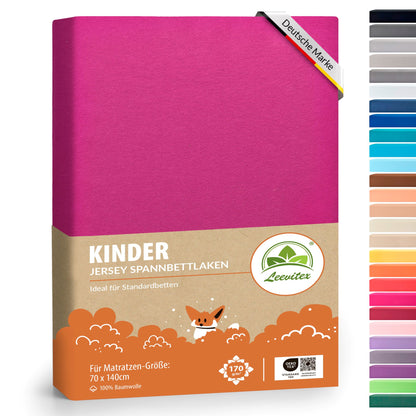 Kinder Spannbettlaken 70 x 140 cm von Leevitex im 1er Pack – 100% Jersey-Baumwolle,