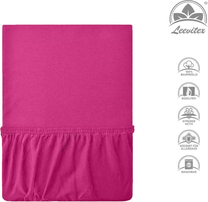 Kinder Spannbettlaken 70 x 140 cm von Leevitex im 1er Pack – 100% Jersey-Baumwolle,