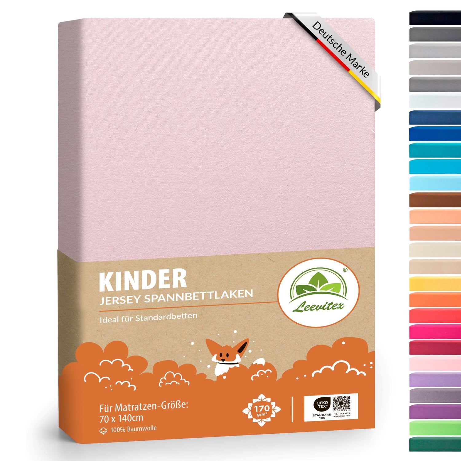 Kinder Spannbettlaken 70 x 140 cm von Leevitex im 1er Pack – 100% Jersey-Baumwolle,