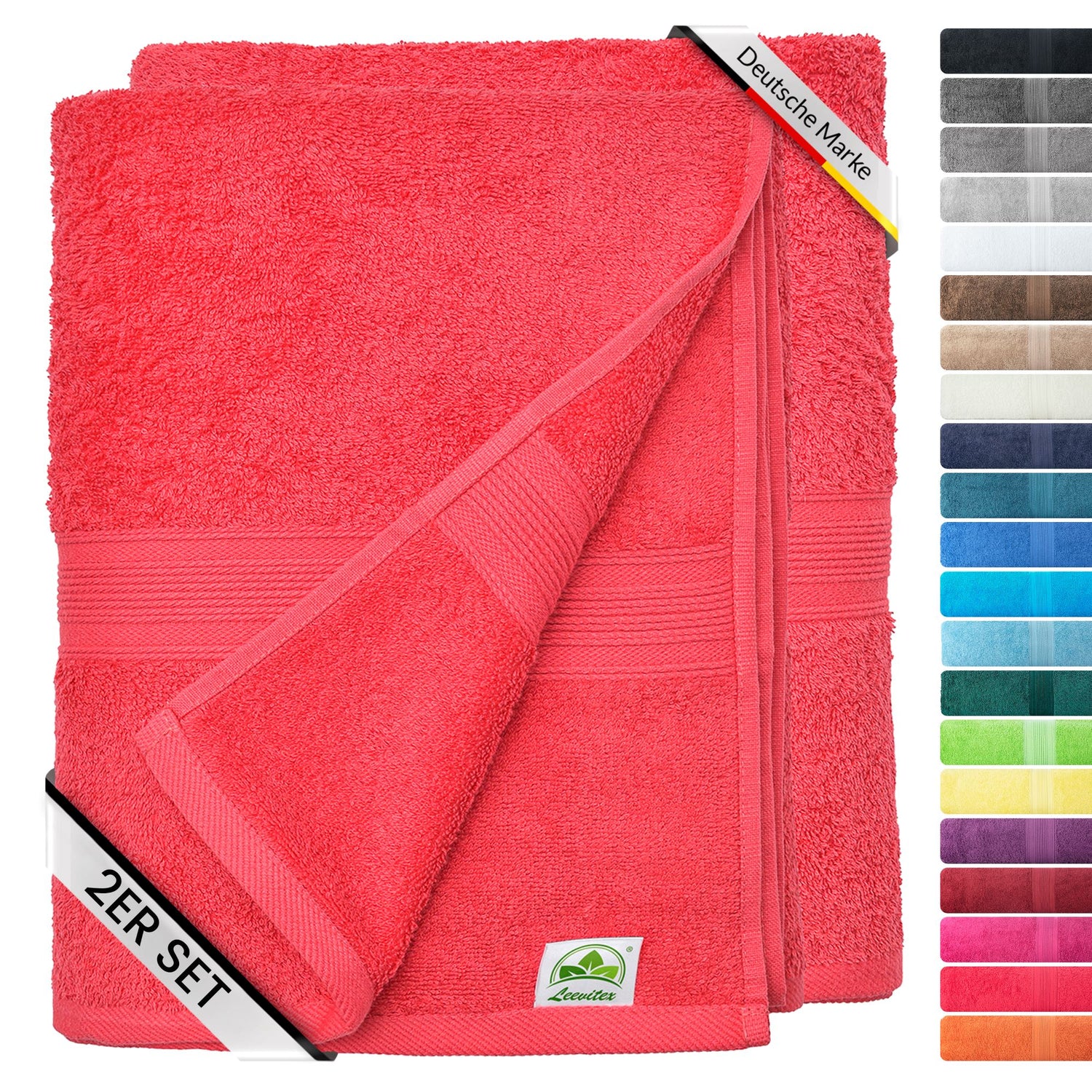 Duschtücher im 2er Set – 100% Baumwolle, 70 x 140 cm, weich und saugfähig