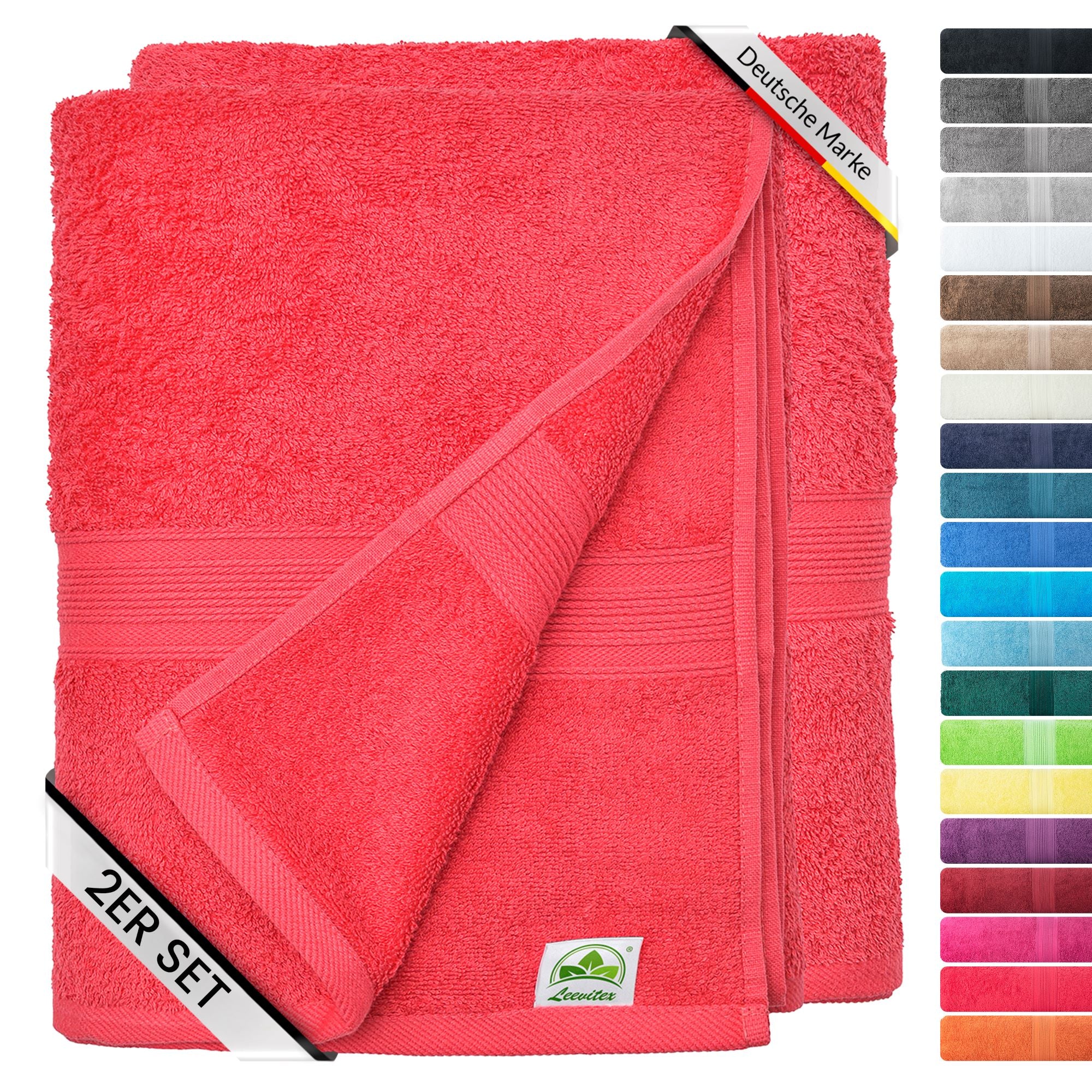 Duschtücher im 2er Set – 100% Baumwolle, 70 x 140 cm, weich und saugfähig