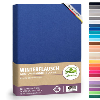 Winterspannbettlaken für 90x200 bis 100x200 cm | 40 cm Steg | 80% Baumwolle 20% Polyester