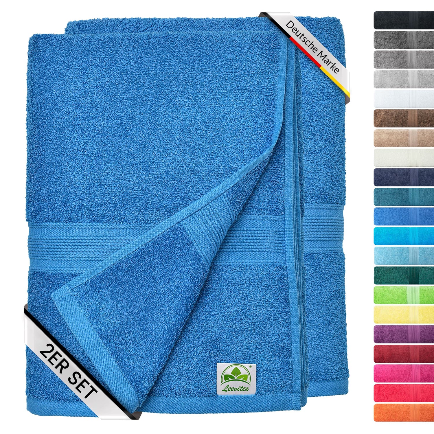Duschtücher im 2er Set – 100% Baumwolle, 70 x 140 cm, weich und saugfähig