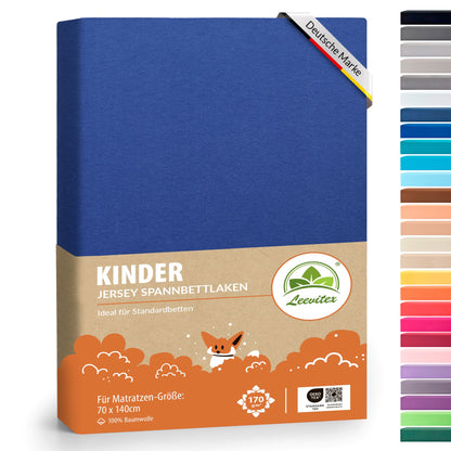 Kinder Spannbettlaken 70 x 140 cm von Leevitex im 1er Pack – 100% Jersey-Baumwolle,