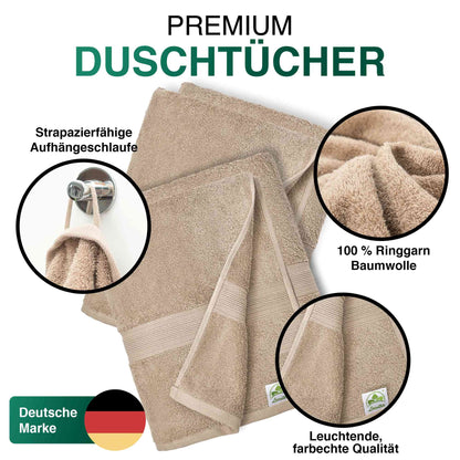 Duschtücher im 2er Set – 100% Baumwolle, 70 x 140 cm, weich und saugfähig