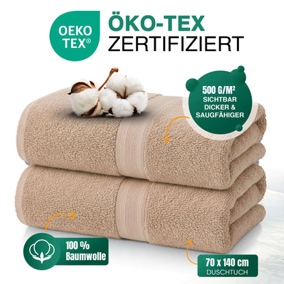 Duschtücher im 2er Set – 100% Baumwolle, 70 x 140 cm, weich und saugfähig