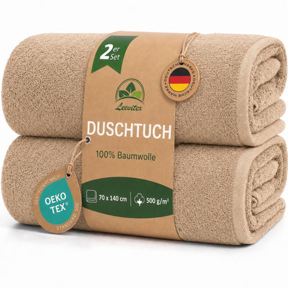Duschtücher im 2er Set – 100% Baumwolle, 70 x 140 cm, weich und saugfähig