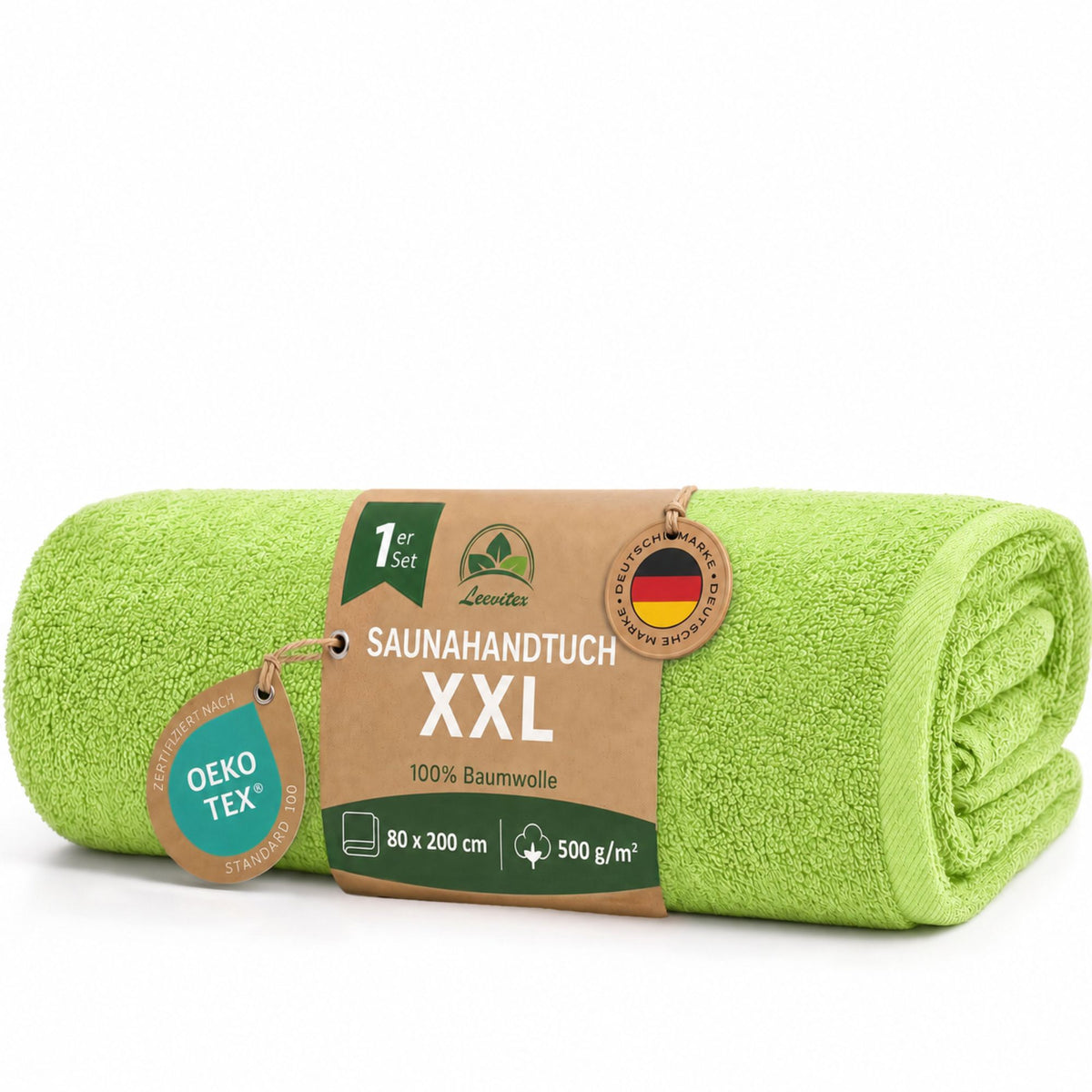 Saunatücher aus 100% Baumwolle im 1er Set – 80 x 200 cm, weich und saugfähig