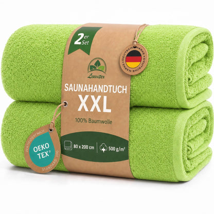 Saunatücher aus 100% Baumwolle im 2er Set – 80 x 200 cm, weich und saugfähig