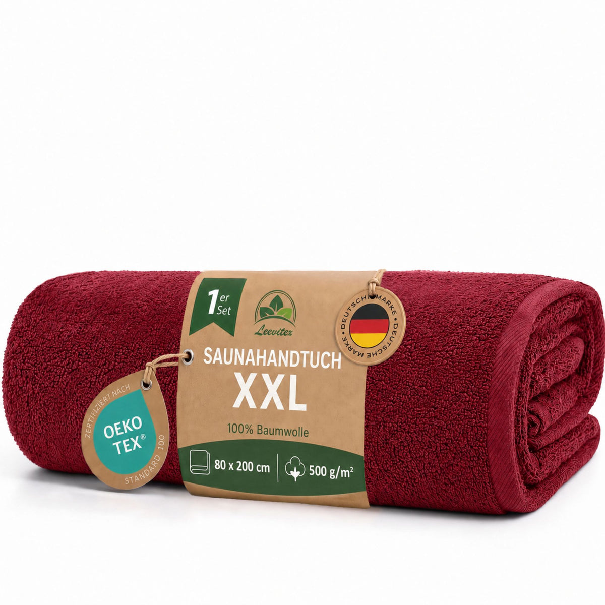 Saunatücher aus 100% Baumwolle im 1er Set – 80 x 200 cm, weich und saugfähig