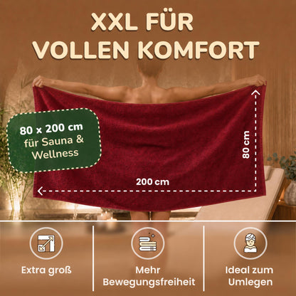Saunatücher aus 100% Baumwolle im 1er Set – 80 x 200 cm, weich und saugfähig