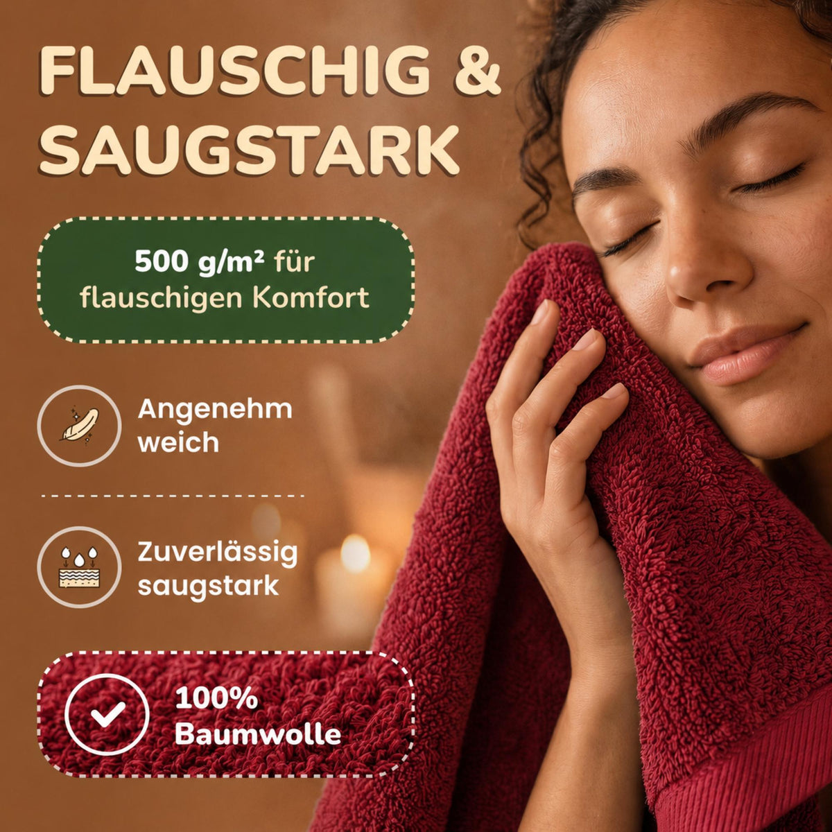 Saunatücher aus 100% Baumwolle im 1er Set – 80 x 200 cm, weich und saugfähig