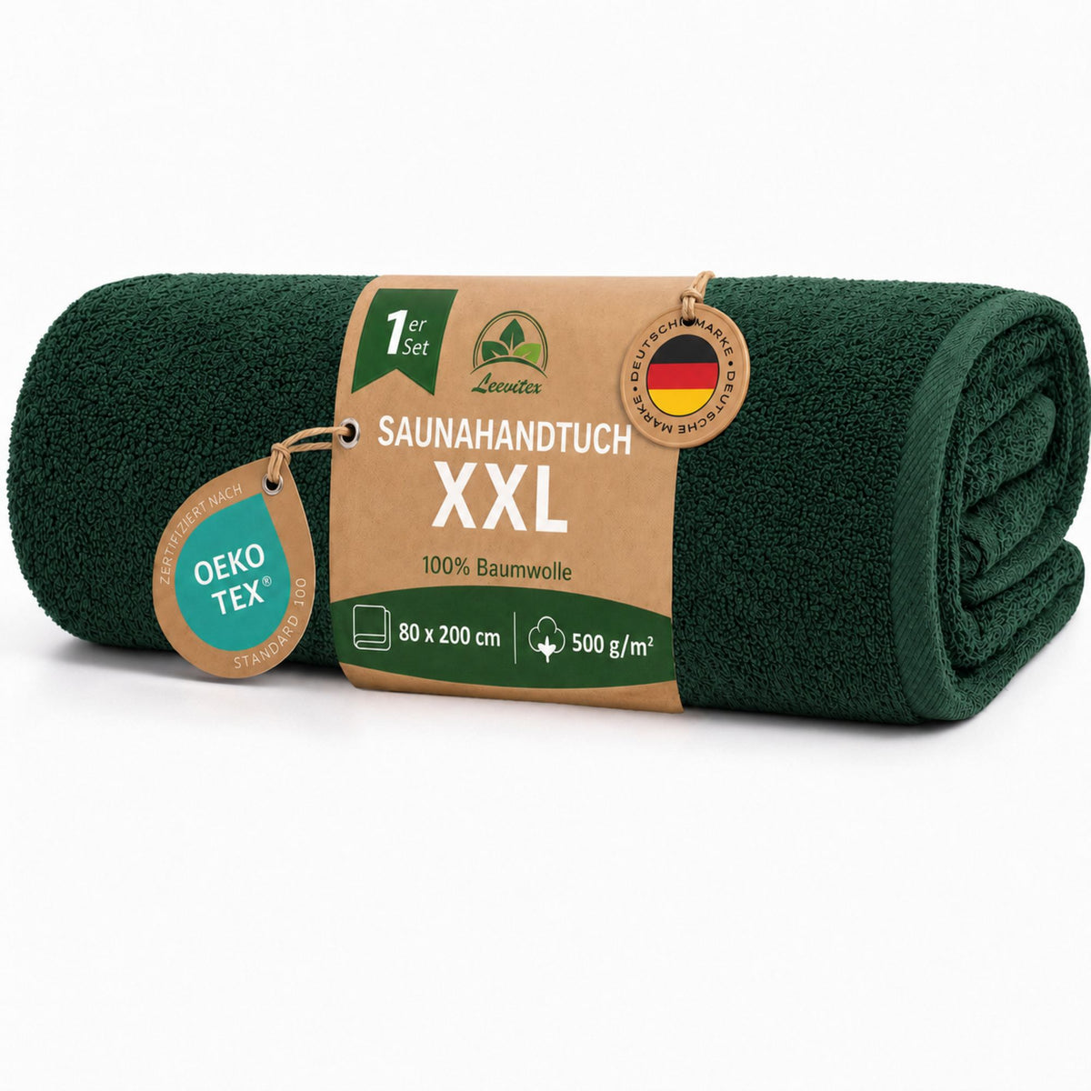 Saunatücher aus 100% Baumwolle im 1er Set – 80 x 200 cm, weich und saugfähig