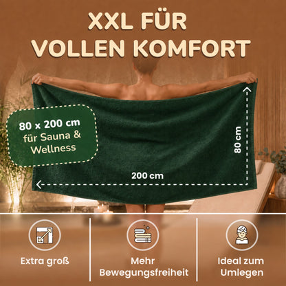 Saunatücher aus 100% Baumwolle im 1er Set – 80 x 200 cm, weich und saugfähig