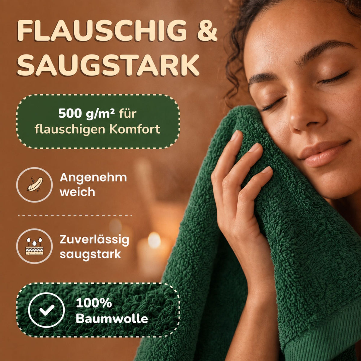 Saunatücher aus 100% Baumwolle im 1er Set – 80 x 200 cm, weich und saugfähig