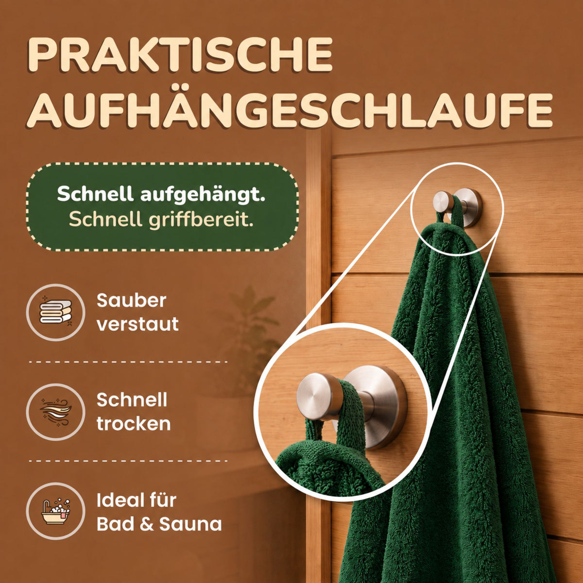 Saunatücher aus 100% Baumwolle im 1er Set – 80 x 200 cm, weich und saugfähig