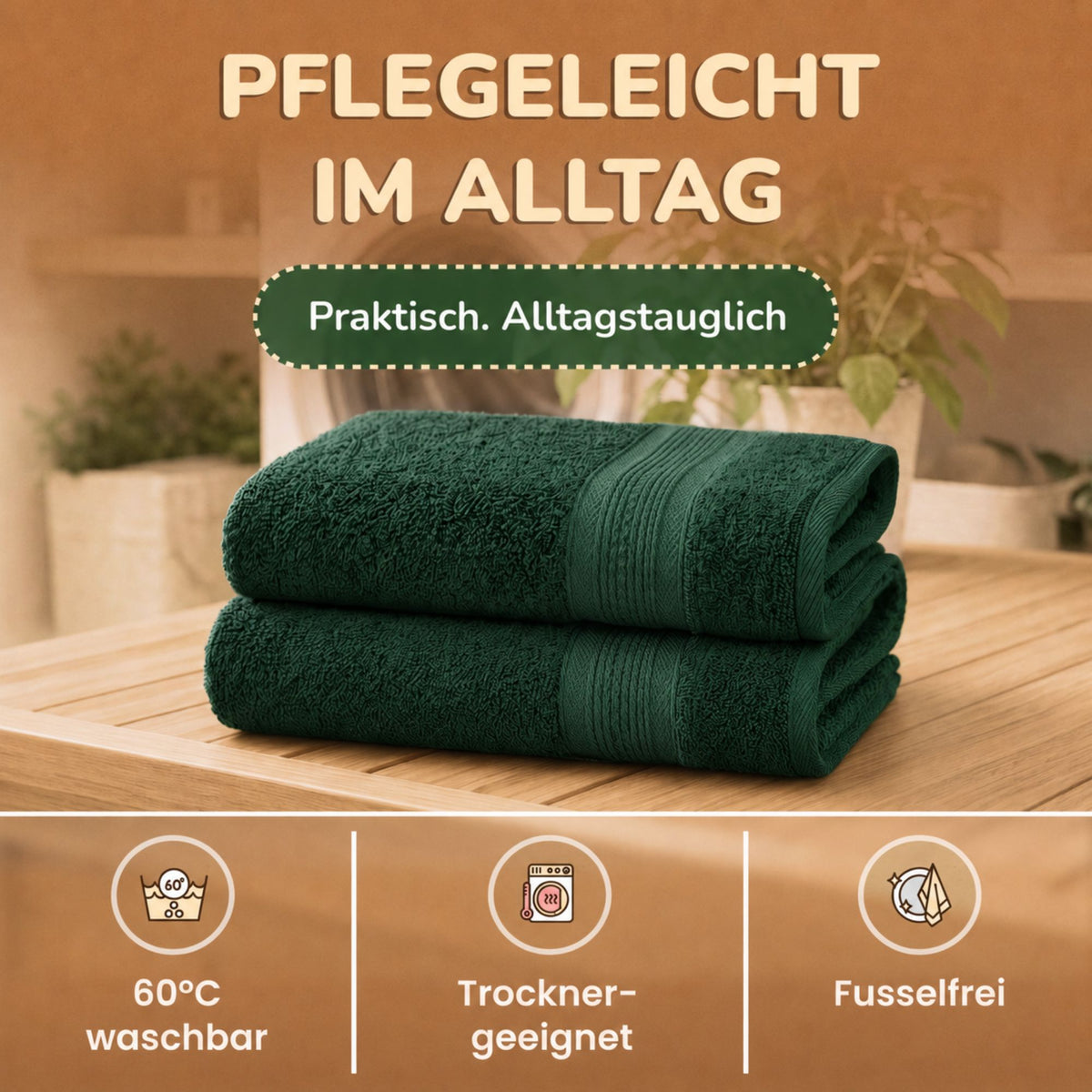 Saunatücher aus 100% Baumwolle im 1er Set – 80 x 200 cm, weich und saugfähig
