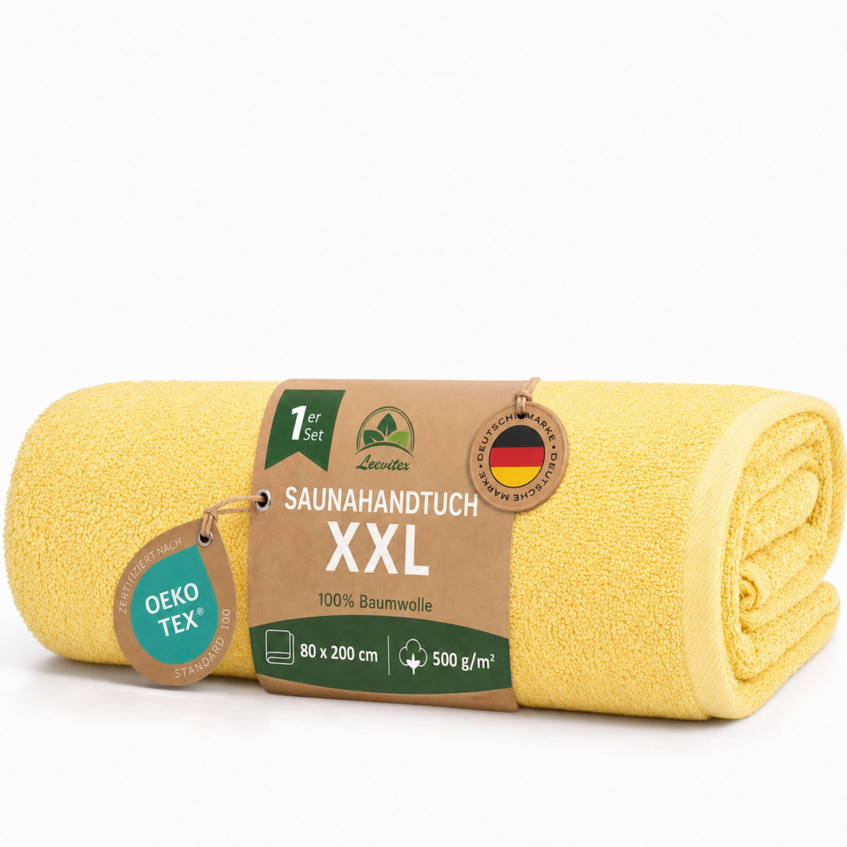 Saunatücher aus 100% Baumwolle im 1er Set – 80 x 200 cm, weich und saugfähig