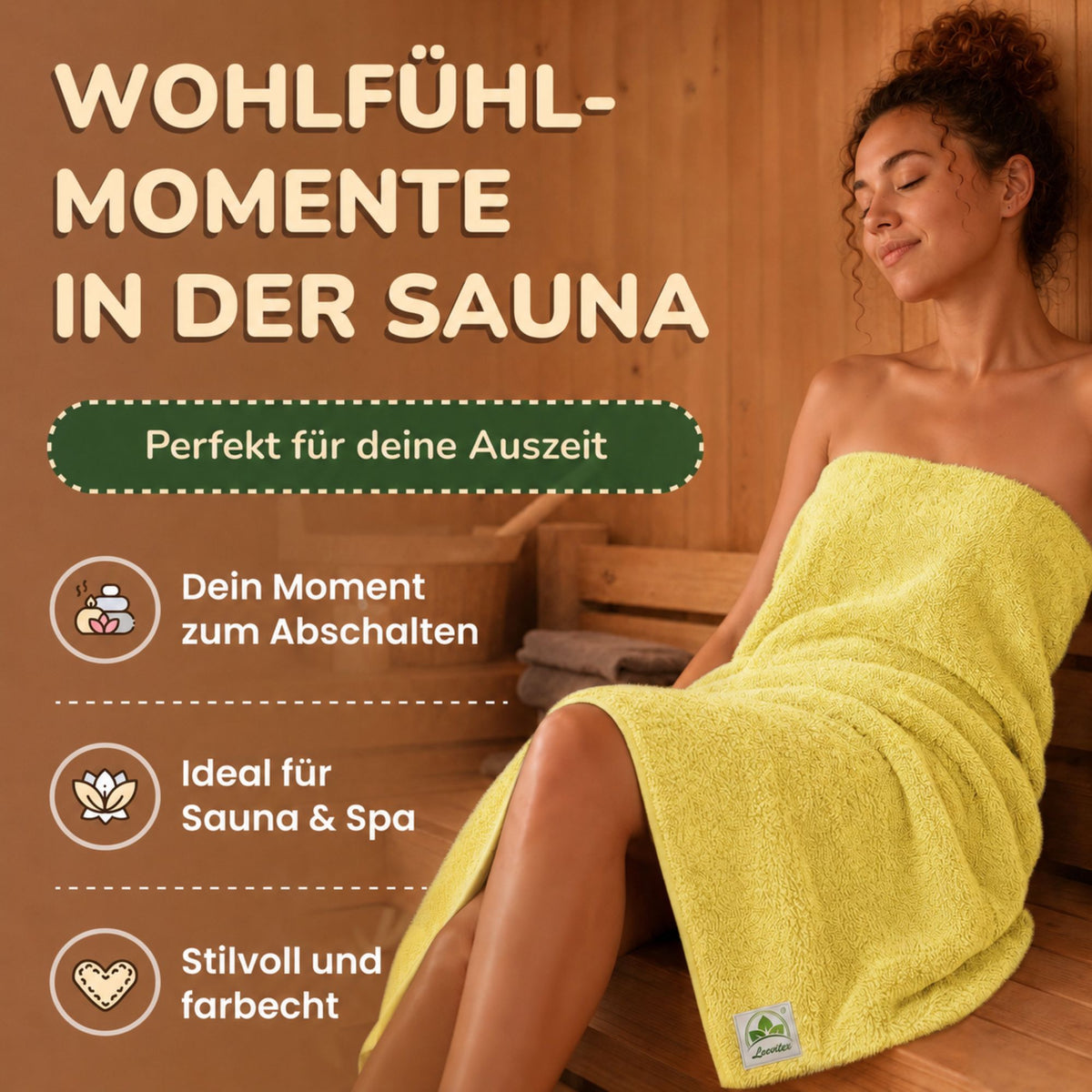 Saunatücher aus 100% Baumwolle im 1er Set – 80 x 200 cm, weich und saugfähig