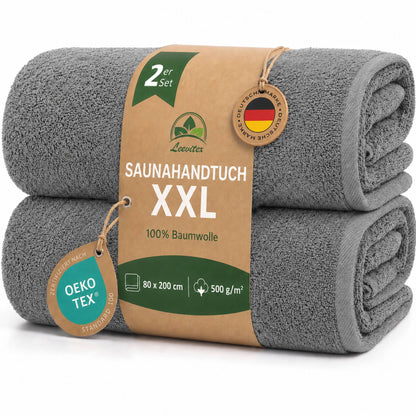Saunatücher aus 100% Baumwolle im 2er Set – 80 x 200 cm, weich und saugfähig